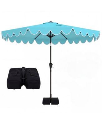 Outdoor Umbrella with Stable Weighted Base and Sandbags for Patio
