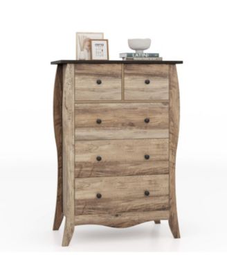 5-Drawer Fabric Storage Dresser with Wooden Top and Anti-Tipping Kit