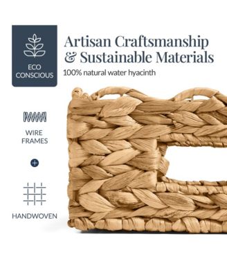  Scalloped Shelf Baskets, Woven Storage Bins, 4 Pack