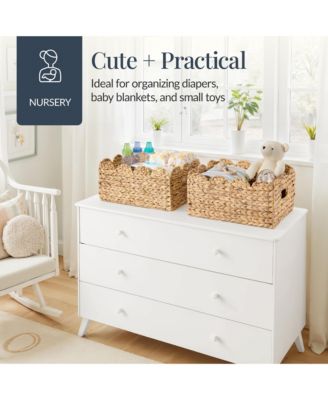 Scalloped Shelf Baskets, Woven Storage Bins, 2 Pack