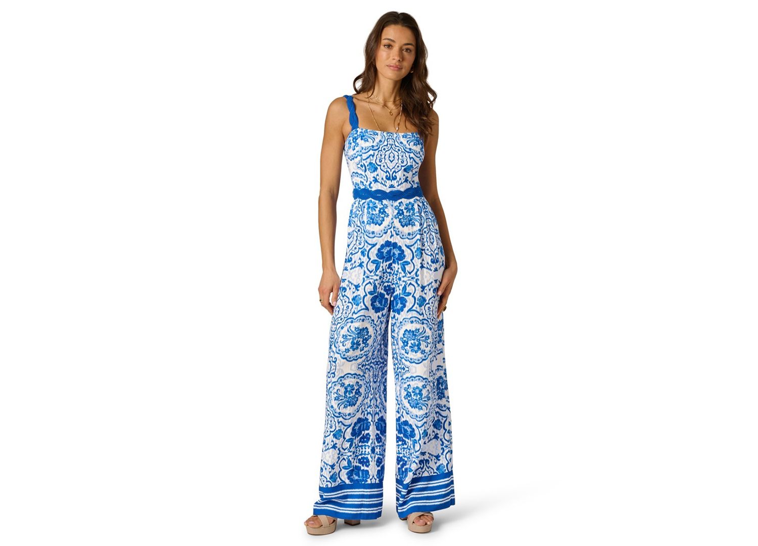 Women's Printed Square Neck Jumpsuit