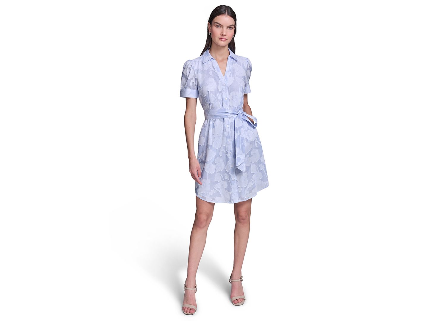 Women's Floral Burnout Cotton Shirt-Dress