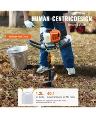 Post Hole Digger, 63CC Gas Powered Auger with 8" Drill Bits and Extension Rod