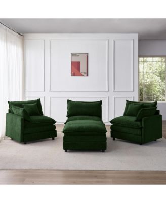 Modern Modular Sectional Sofa, 105" L Shape 3-Seater Chenille Couch with Detachable Footrest for Living Room Use