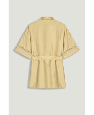 Women's Belted Eyelet Detail Short-Sleeve Jacket