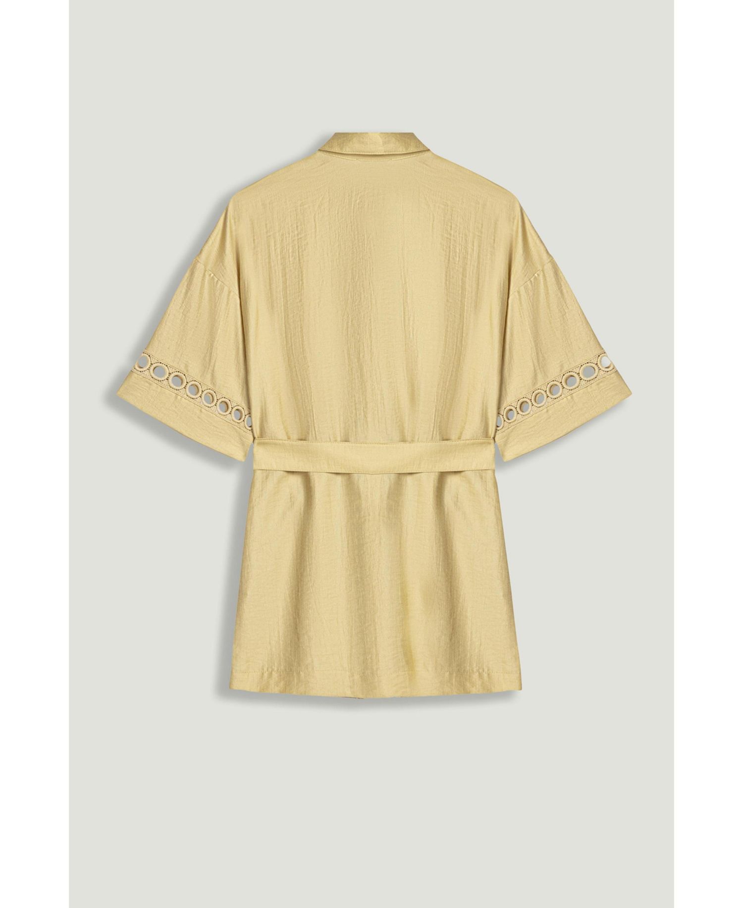 Women's Belted Eyelet Detail Short-Sleeve Jacket