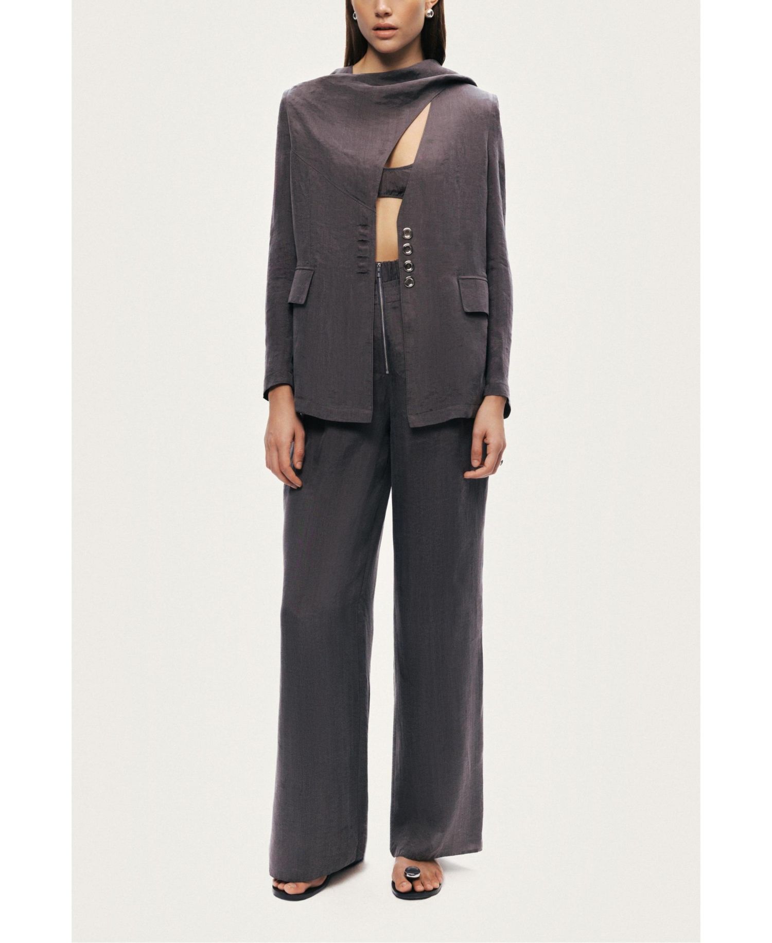 Women's Asymmetrical Draped Tailored Jacket