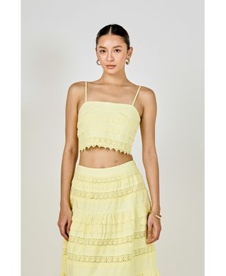 Women's Lace Trim Crop Top