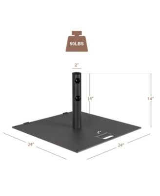 24 in Square Weighted Patio Umbrella Base, 50 lbs Steel with Wheels