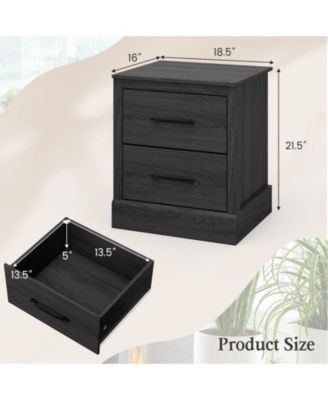Wood Compact Floor Nightstand with Storage Drawers