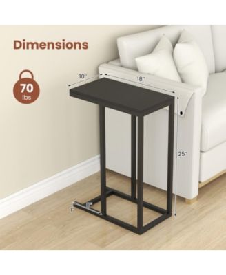C-shaped Side Table with Heavy-duty Metal Frame