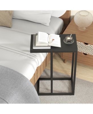 C-shaped Side Table with Heavy-duty Metal Frame