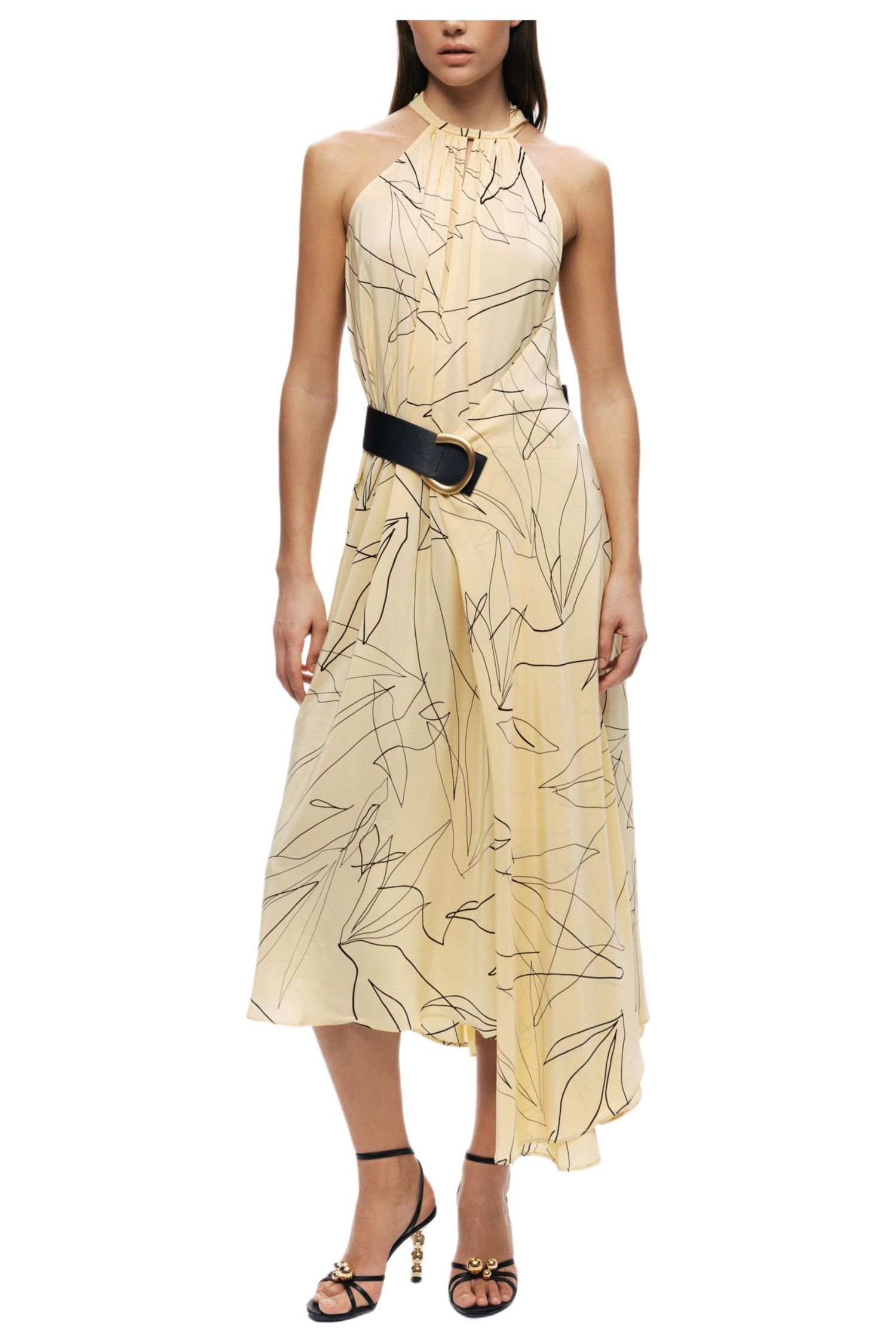 Women's Printed Halter Midi Dress