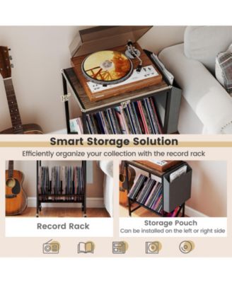 Rolling Record Player Stand with Vinyl Storage and Bag