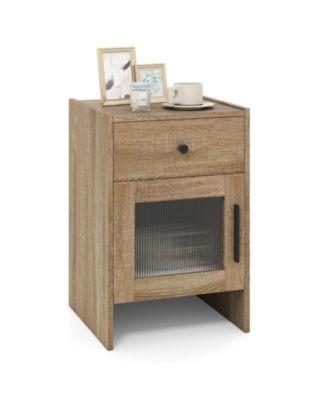 Farmhouse Nightstand with Drawer and Cabinet Storage
