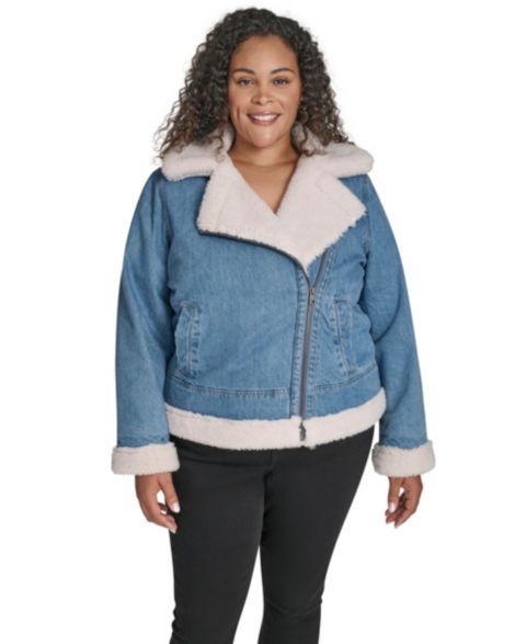 Женские куртки Levi's Plus Size Denim Laydown Collar Moto Jacket