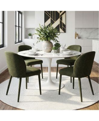  Set of 4 Modern Upholstered Dining Side Chairs with Metal Legs
