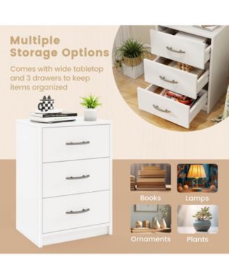 3 Drawer Nightstand with Storage for Living Room