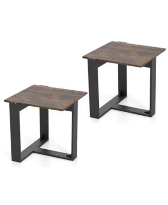 Industrial Sofa End Table with Metal Frame-2