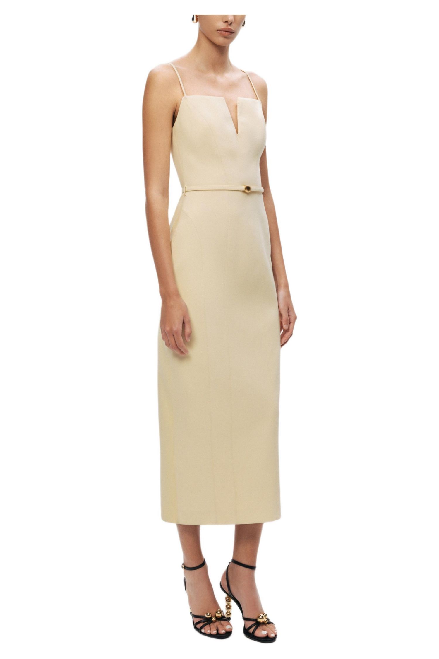 Women's Strappy Belted Midi Dress