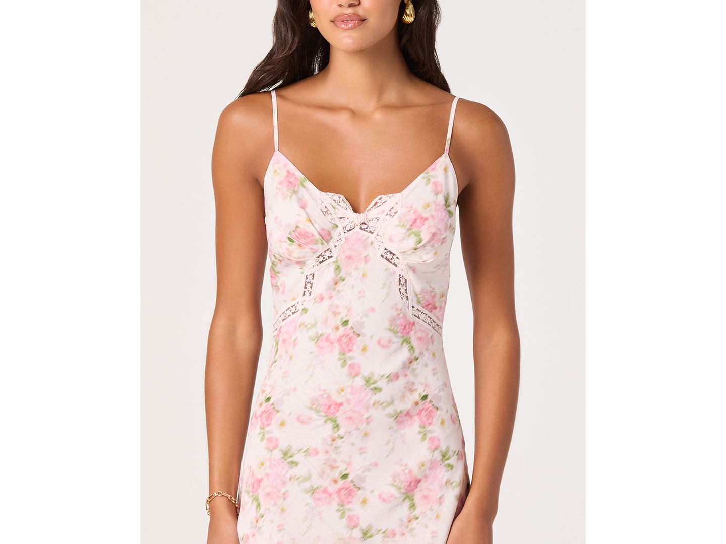 Женское платье ASTR the Label V-Neck Sleeveless, цвет: Розовый с принтом — фото 3
