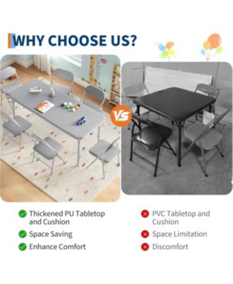 7 Piece Boys Girls Folding Table and Chairs Set, Activity Table and Chairs Set for Dining Room,Daycare,Classrooms