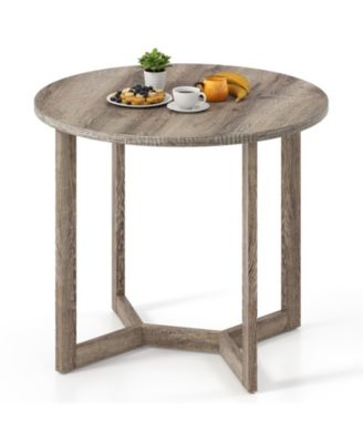 36 in Round Wood Dining Table with Wing-Shaped Pedestal Base for 2-4