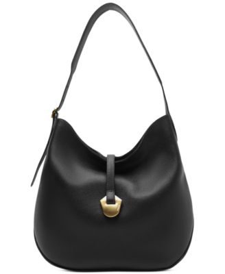 Sabrina Large Leather Snap Button Hobo Handbag