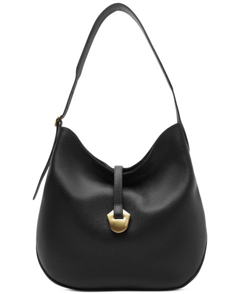 Женская сумка Arezzo Sabrina Large Leather Snap Button Hobo Handbag, цвет: Чёрный