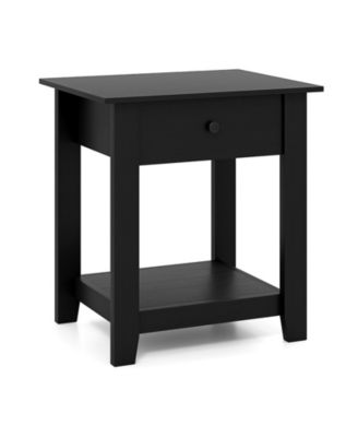 Nightstand with Drawer 3-Tier Modern Bedside Table with Open Shelf and Storage