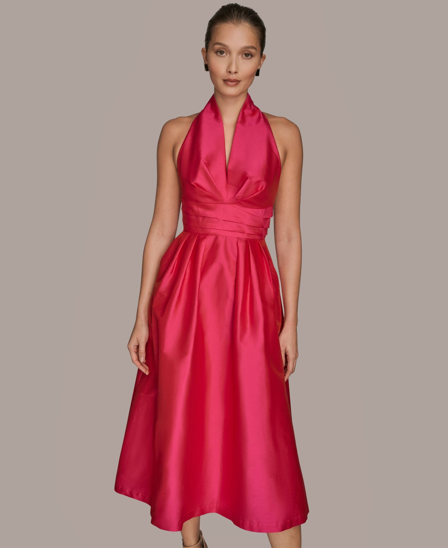Женское платье Donna Karan New York A-Line Halter Midi, цвет: Фуксия — фото 2