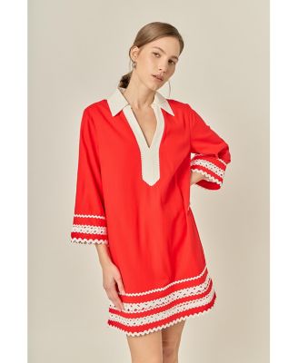 Women's Color Block Shirt Mini Dress