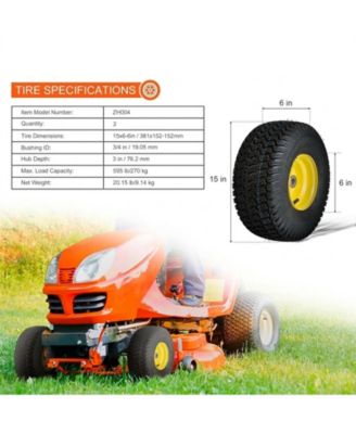 Lawn Mower Tires with Rim, 15x6-6", Tubeless, 2-Pack for Riding Mowers and Tractors