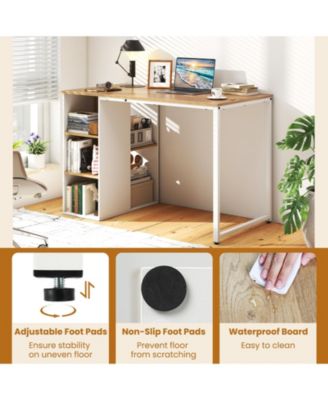 45 in Computer Desk with Five Storage Compartments and Metal Frame