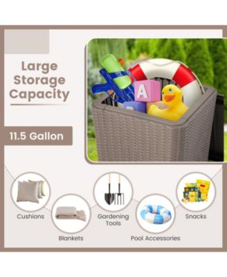 Resin Storage Patio Side Table with Removable Lid, 11.5 Gal