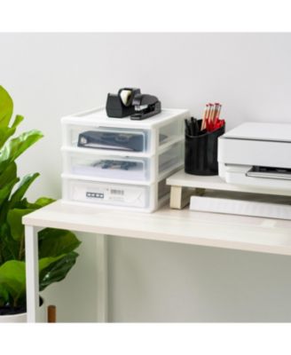 USA Medium 3-Drawer Stacking Desktop Organizer, 1 Pack, Plastic Drawer Storage Container for Stationery Art Craft Supplies