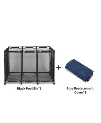 Extra Large 12 Wheels Rolling Mesh Pool Storage Bin Metal Frame with Cover Replacement Net