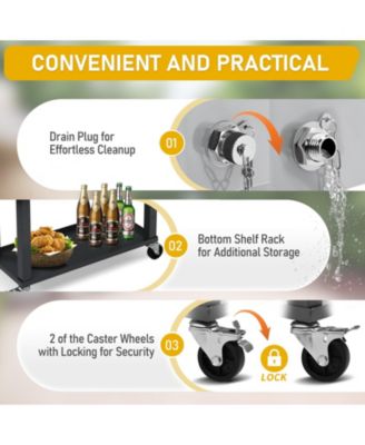 80 QT Rolling Cooler Portable on Wheel Beverage Cart Patio Bar Party Pool