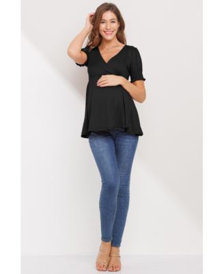 Maternity Wrap Nursing Top with Empire Waist