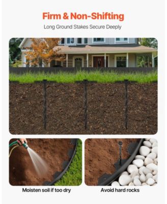 Landscape Edging, 20 ft x 2 in, Flexible Garden Border with 120 Spikes, UV-Resistant
