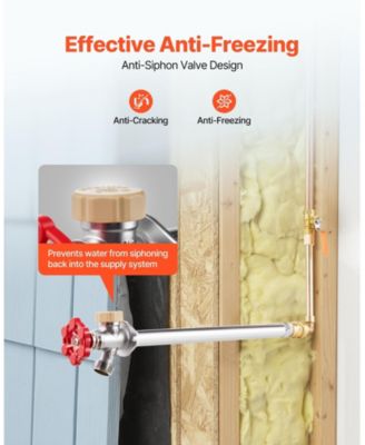 Anti-Siphon Frost-Proof Sillcock, 12" Outdoor Faucet Bib with Backflow Preventer