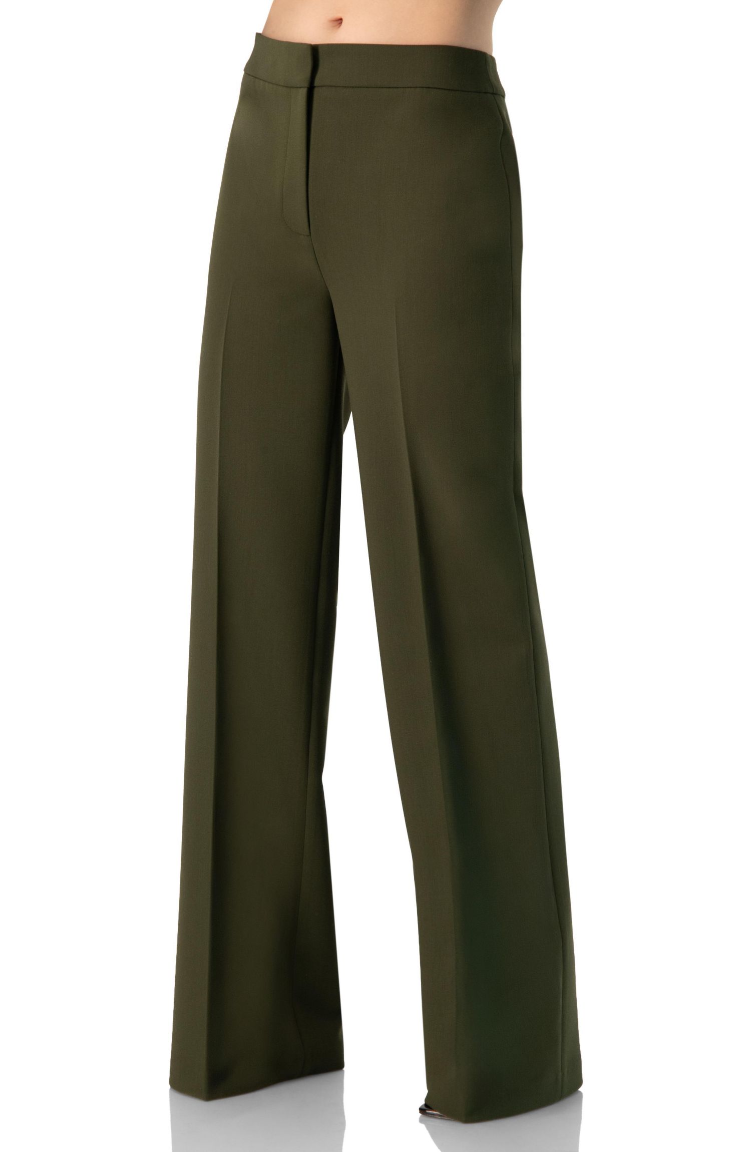 Women's Straight Solid Gabardine Trousers