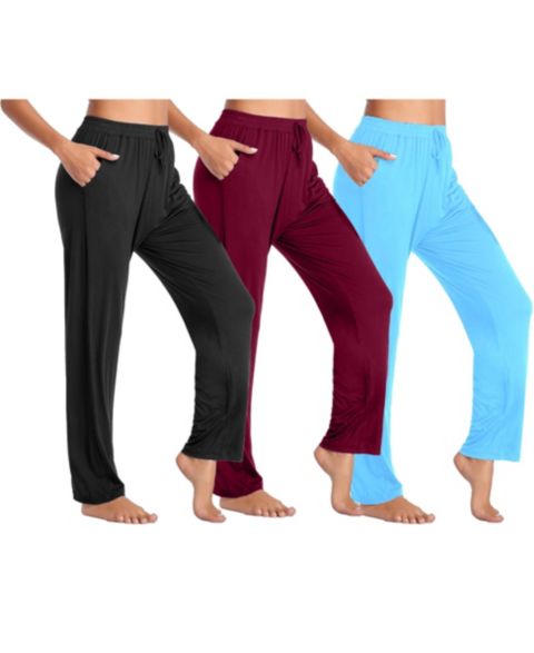 Женские брюки Blue Ice Loose Fit Classic Lounge Pants-3 Pack, цвет: Чёрный бордовый синий
