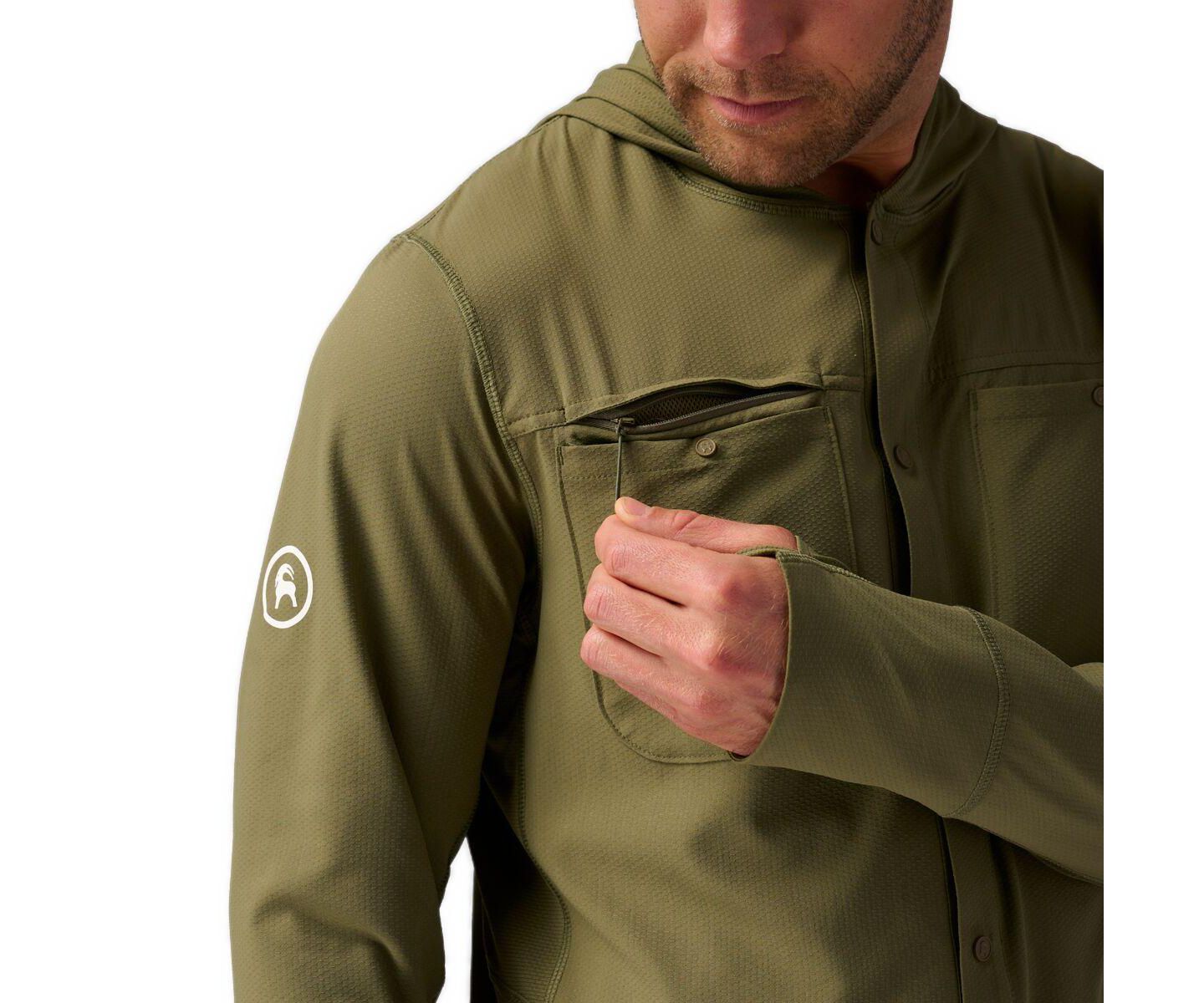 Мужское худи Backcountry Hybrid Tahoe Sun Performance Shirts Long Sleeve, цвет: Kalamata — фото 3