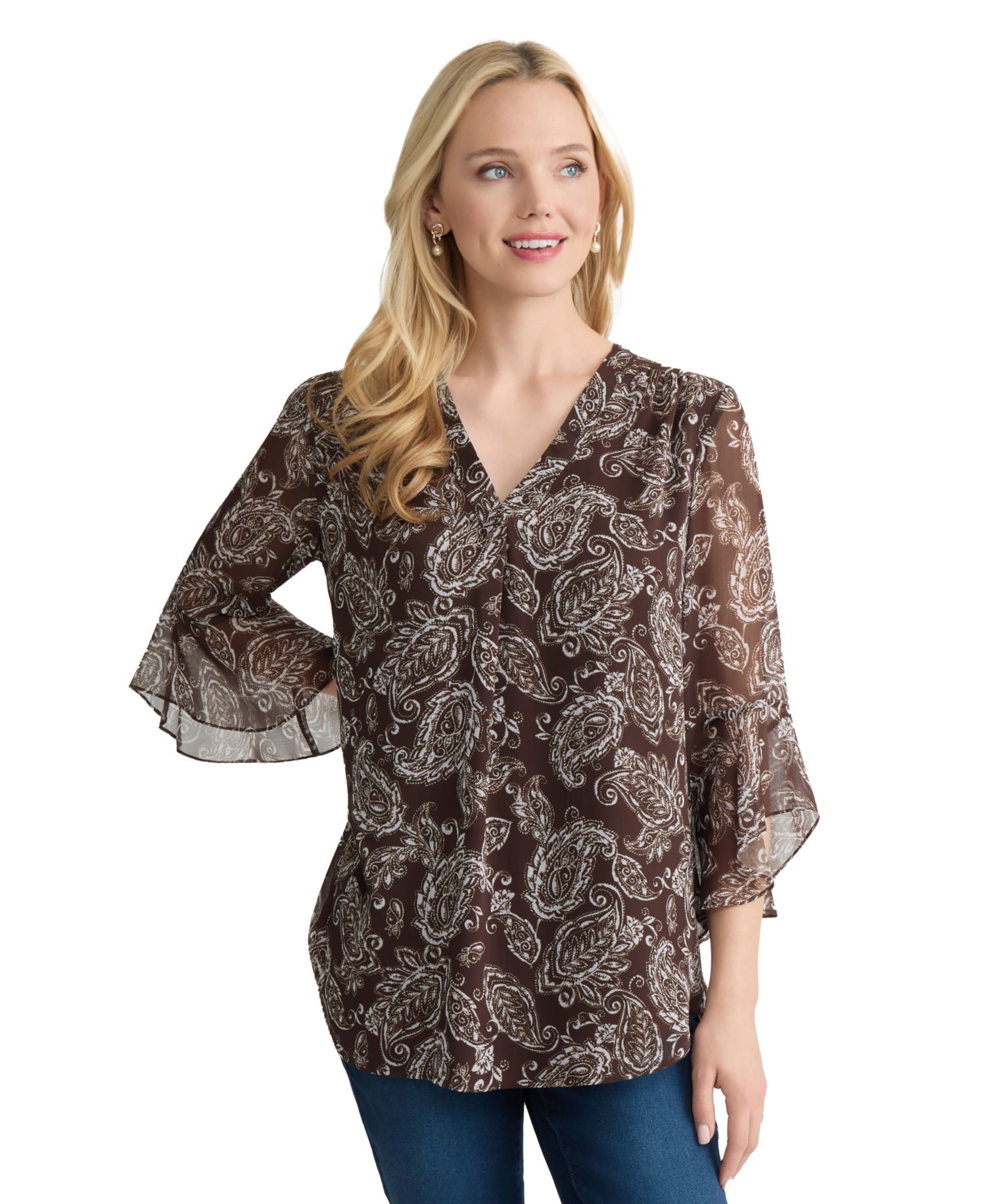 Women's Printed V-Neck Top