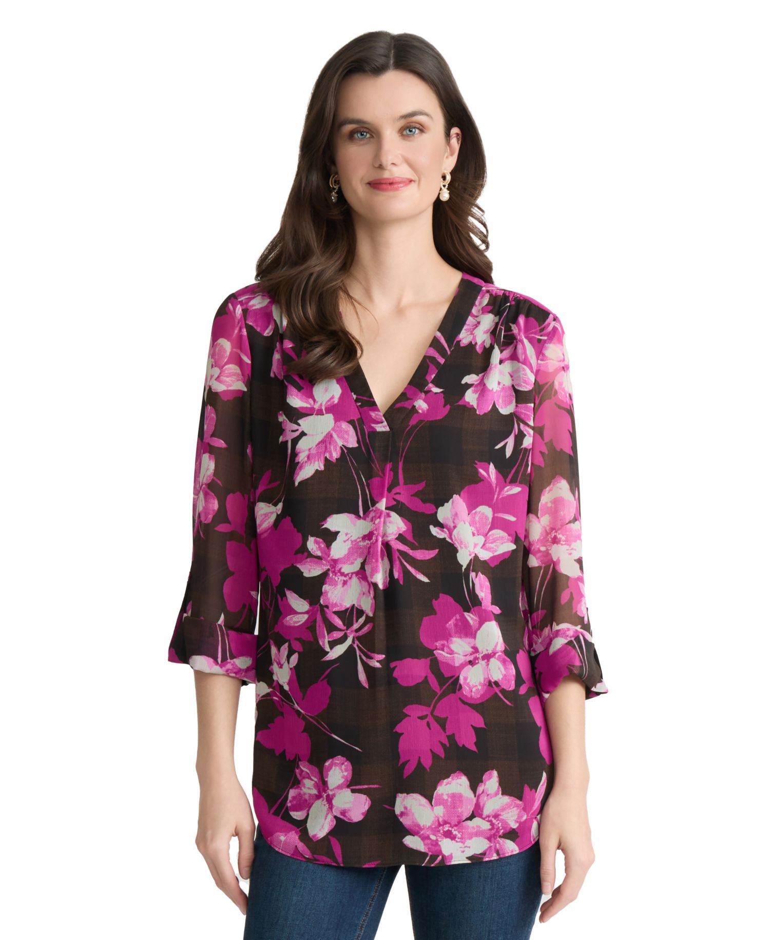 Women's Printed V-Neck Top