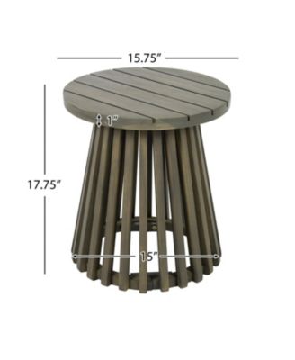 Outdoor Acacia Wood Conversation Set 2 Club Chairs with Foldable End Table Grey Finish Cream Cushion for Garden Patio Deck