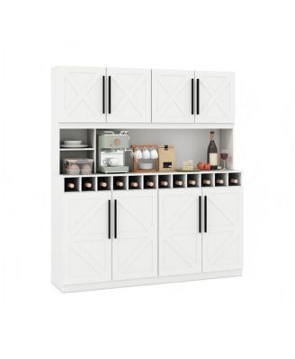 70 in Farmhouse Pantry Cabinet Kitchen Buffet Hutch with 4 Cabinets