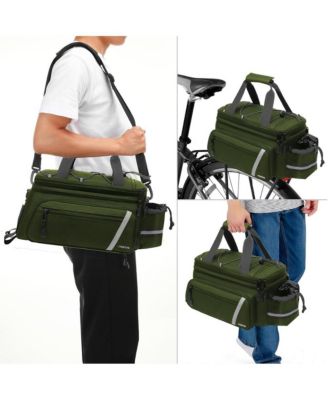 Insulated Bike Rack Bag with Rain Cover, Bicycle Trunk Cooler with Foldable Panniers for Commuting Travel Outdoor Cycling