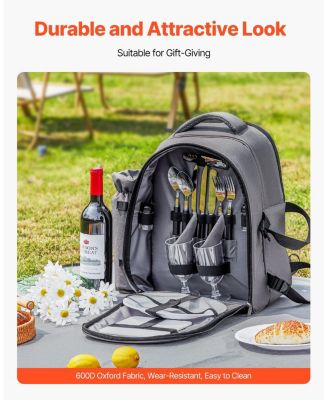 2-Person Picnic Backpack with Insulated Cooler, Blanket and Tableware Set